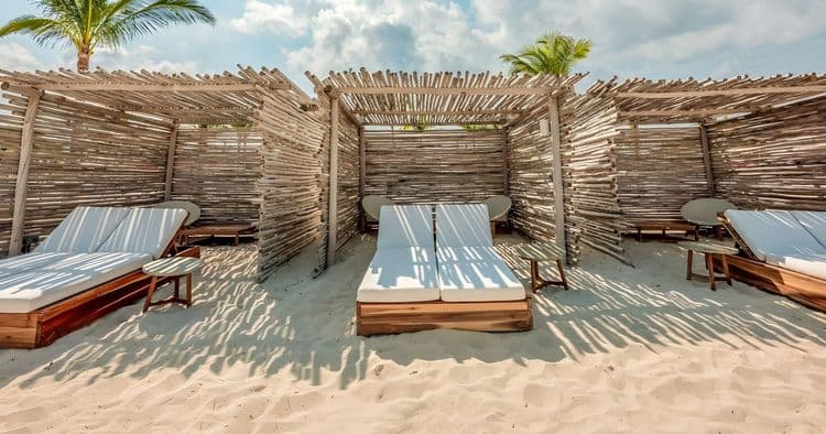 360 Beach Front Private Cabanas for 4