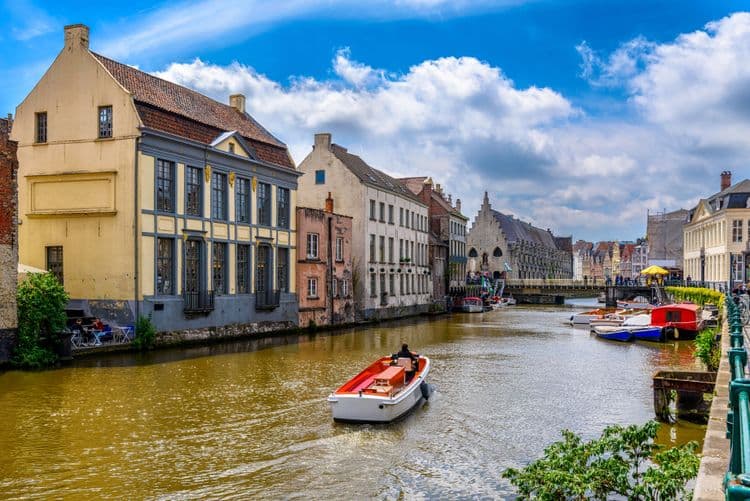 Panoramic Ghent By Canal Boat